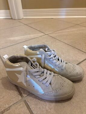 ShuShop Beige and Light Gray High-Top Sneakers